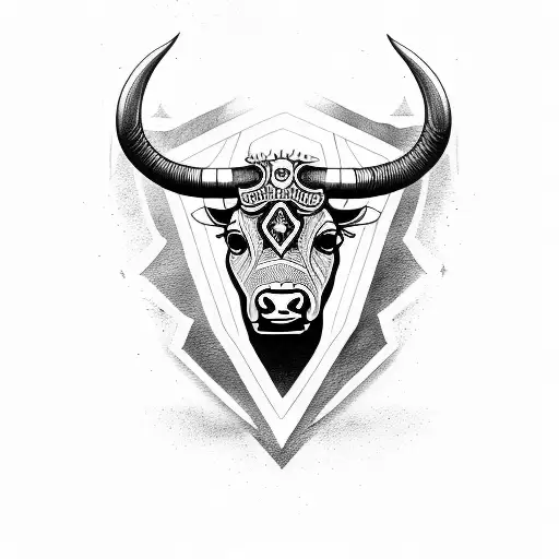 Bull Head Black Eyes Big Horns