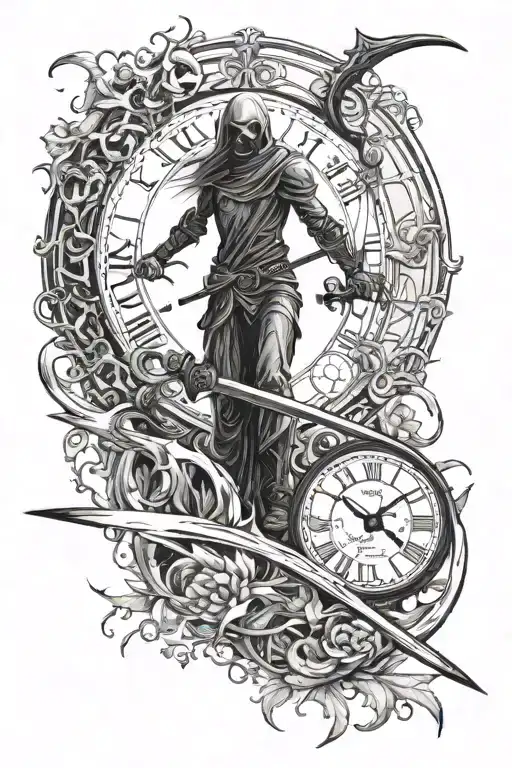 The Scythe Of Death And The Running Clock