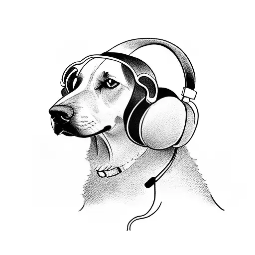 A Silhouette Of A Dog Listening To Music