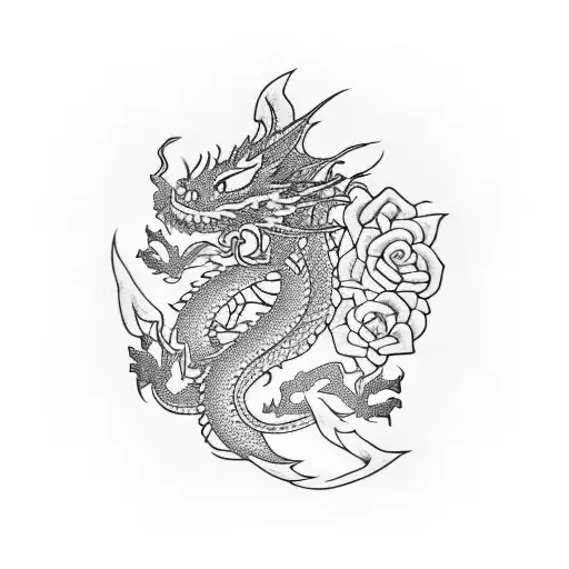 Dragon With Roses