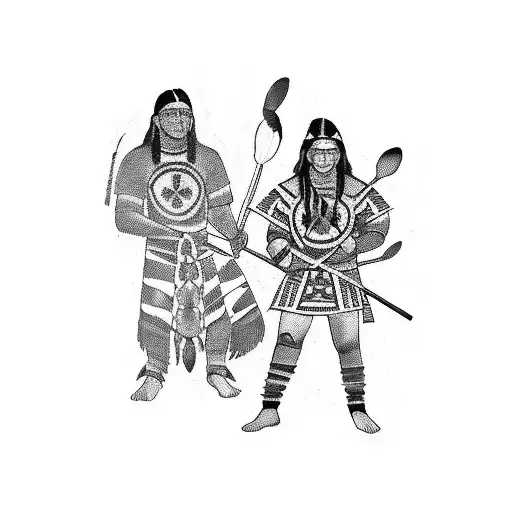 Native American Lacrosse Player In Traditional Attire