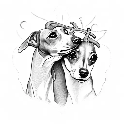 A Heart Made From Two Italian Greyhound Heads