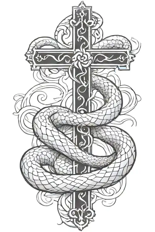 Cross With Snake Wrapped