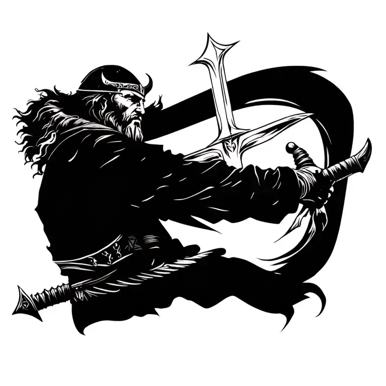 Viking Warrior Wielding A Sword