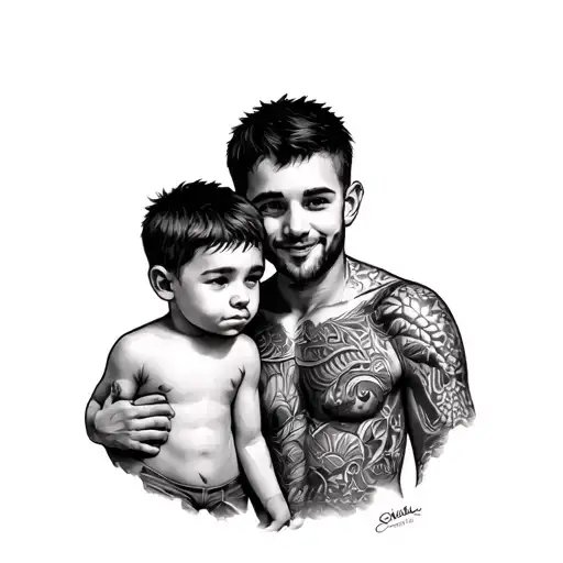 Father With Two Boys