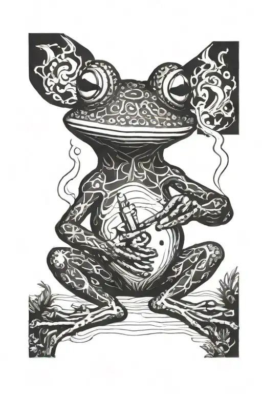 A Frog Smoking And Playing Bouxouki While Givinggamgster Greek Vibes