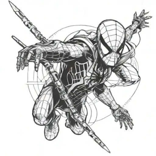 A Futuristic Cyberpunk Version Of Spider-man Wielding A High-tech Weapon Inspired By Video Games