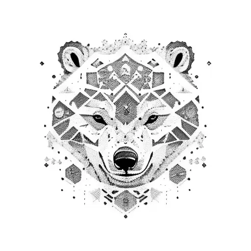 All White Polar Bear Snow Print Tattoo