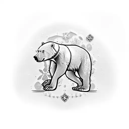 All White Polar Bear Foot Snow Print Tattoo