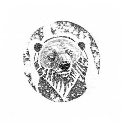 Snow Print In Deep Snow Of A Silhouette Of A Polar Bear Flag Tattoo