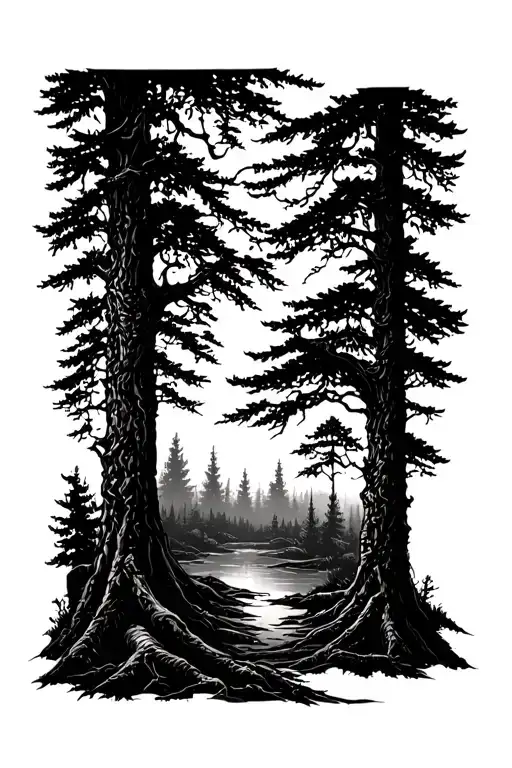 Dark Forest Scene