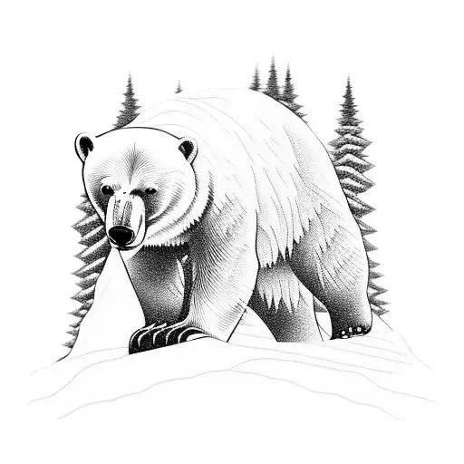 A Snowboarding Polar Bear Carving Through The Snow Tattoo