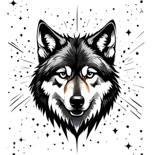 Wolf With Outer Space Surrounded