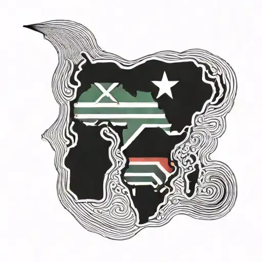 African Continent Silhouette With The South African Flag Integrated Into The Design