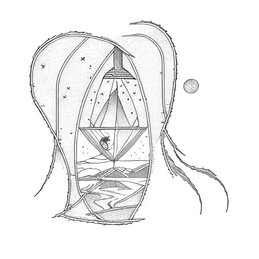 Narrow Lake With Moon And Stars