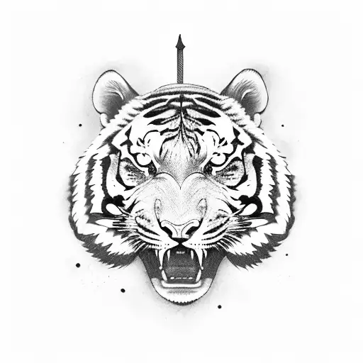 Tiger Holding Swords