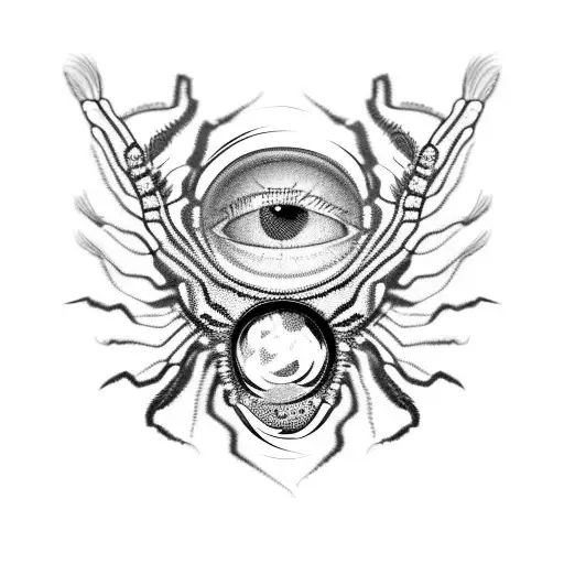 Tarantula In Hand With Eye In The Middle And Crown In The Back