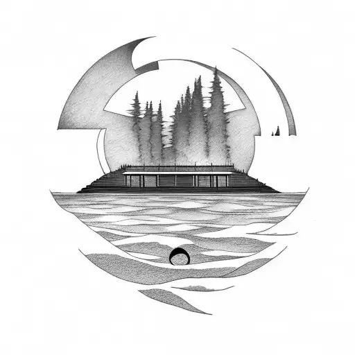 Lake With Moon Reflection And Docks On Horizon