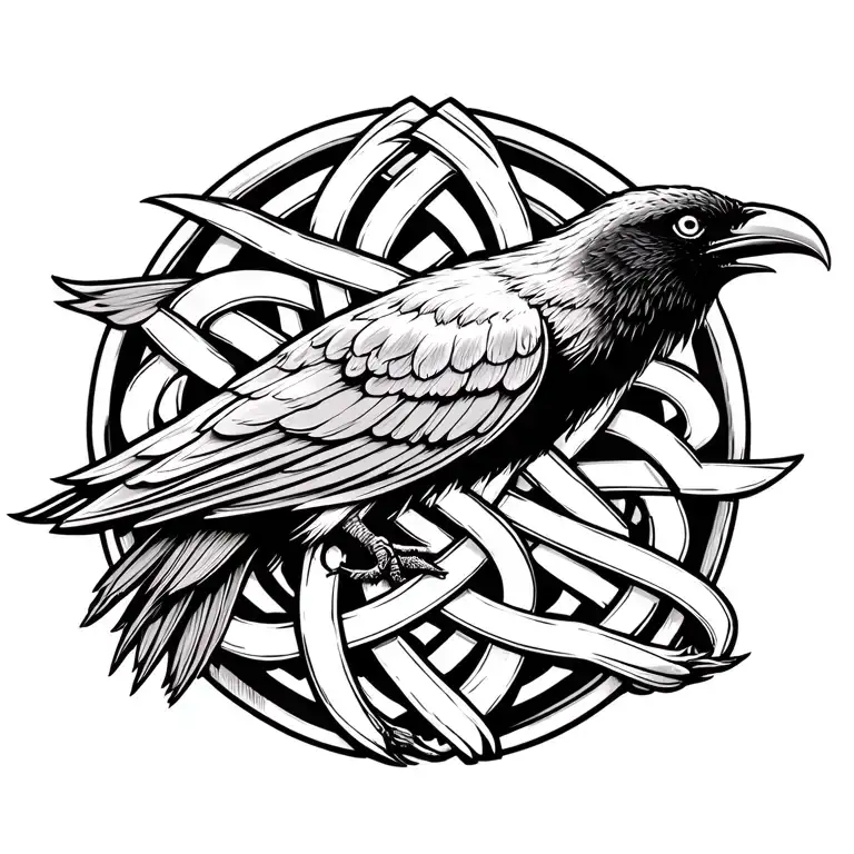 Viking Knot Style Tattoo Hugin Munin