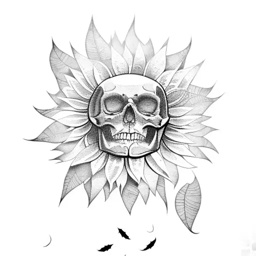 A Skeletal Tree With Sunflower Petals Falling Like Leaves