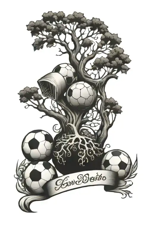 A Tattoo Of A Family Tree Intertwined With Musical Notes And Football Symbols