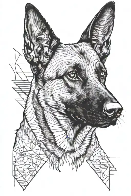Belgian Malinois Ears Black And White Lines