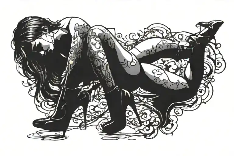 Sexy Slut Little Girl Submissive Exposing Herself Silhouette Heels