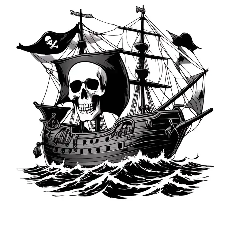 Pirate Captain Skelton Pirate Ship Sailing Ship