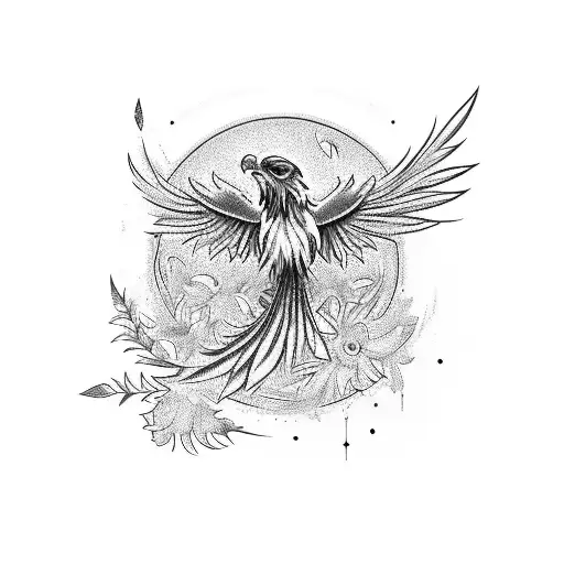 Phoenix With Different Flowers