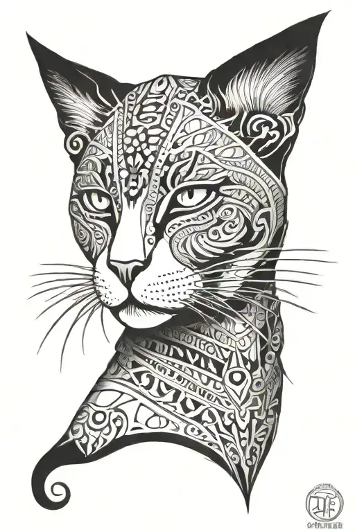 Cleopatra Cat Tatoo Design