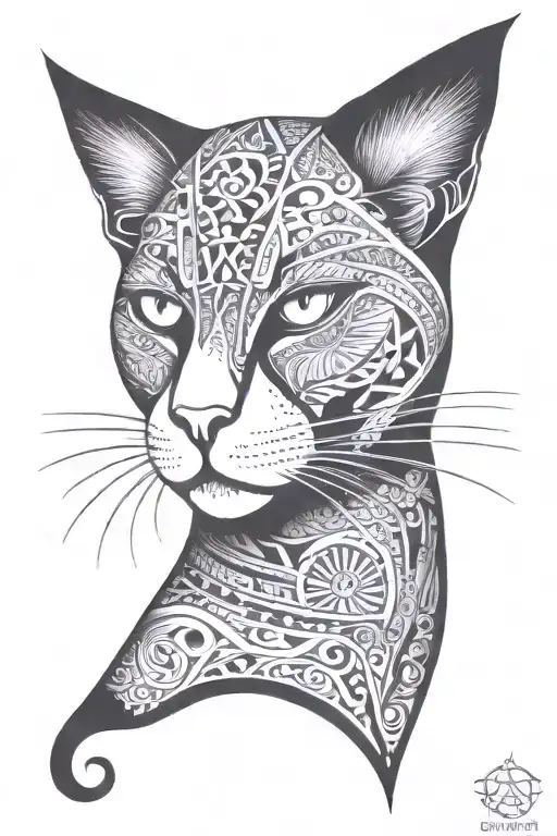 Cleopatra Cat Tatoo Design