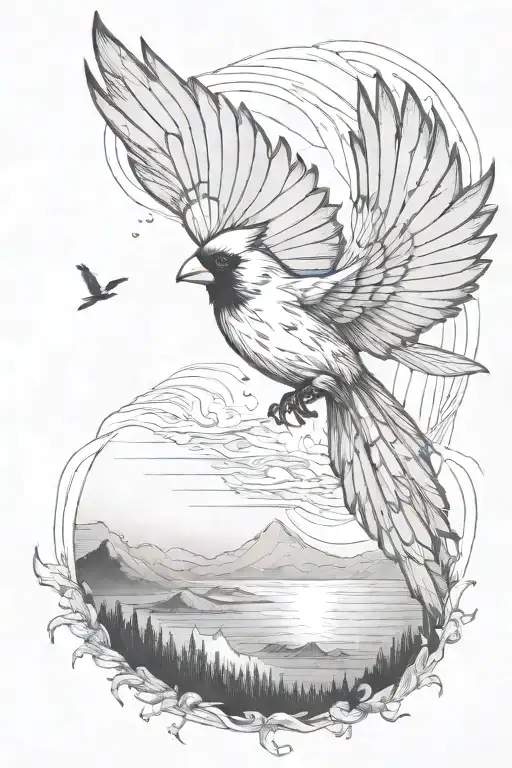 Cardinal Flying Sun Rays