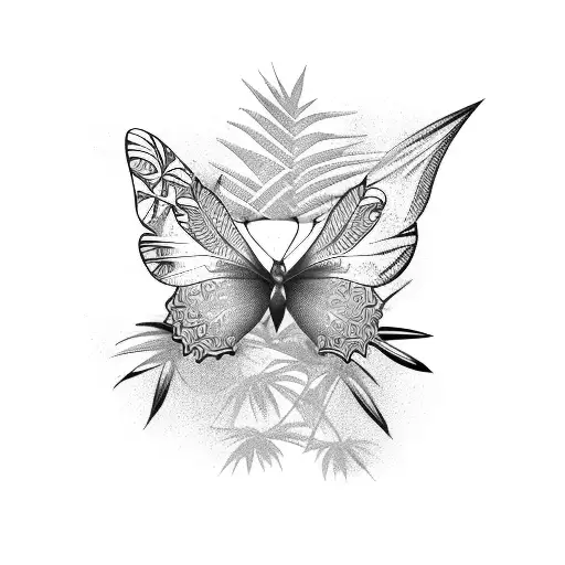 Butterfly And Palm Tree