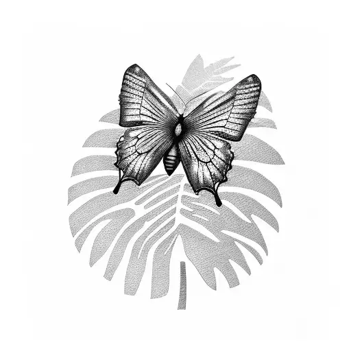 Butterfly Flying Next Palm Tree N A Small Hill