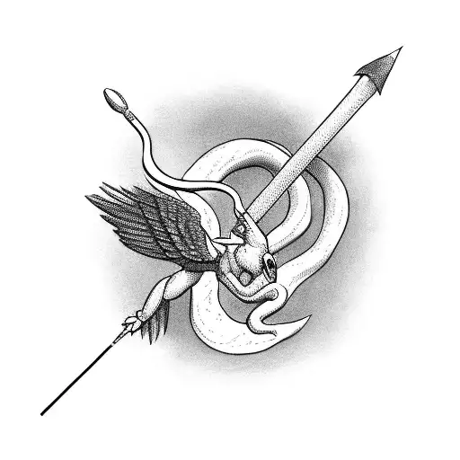 Cupid Shooting Arrow A Snake