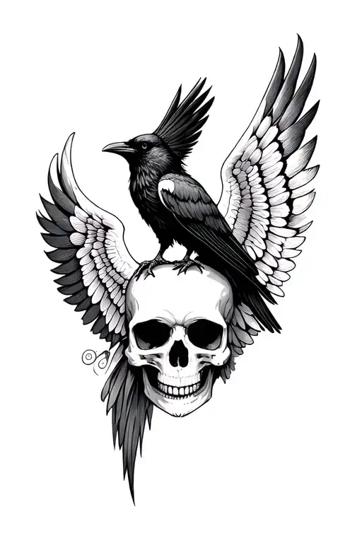 Skull And Winged Crow