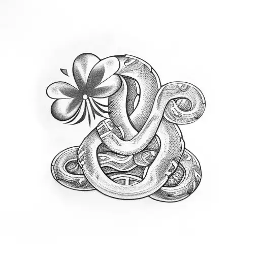 Anatomically Correct Snake With Four-leaf-clover Markings