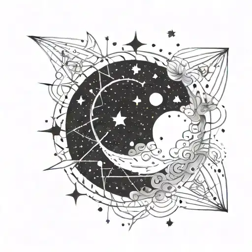 Minimalist Sleeve Stars Moon Constellation