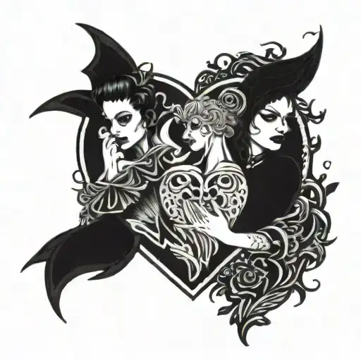 Lesbian Vampires Inside A Heart