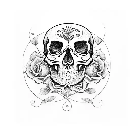 Skull With Roses And Mandalas Sleeve