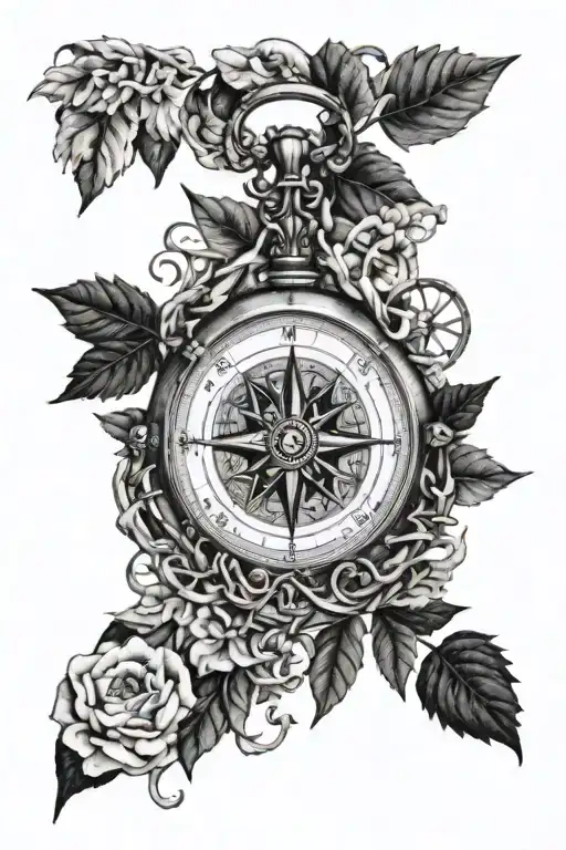 Compass Intertwined Within Nature Scene