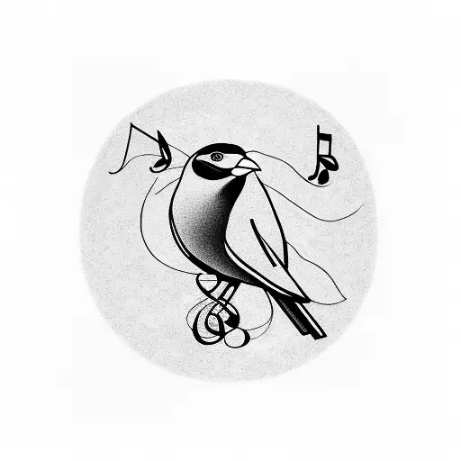 A Bird Perched On A Yoga Mat Surrounded By Musical Notes