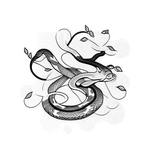 Snake With Cherry Blossom Branch