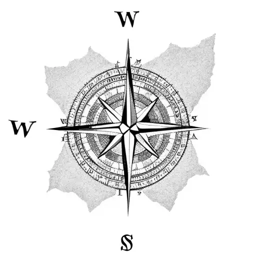 A Compass Rose With Intricate Details And A World Map In The Background