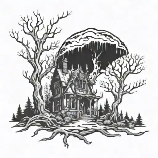 A Ghostly Apparition Emerging From A Haunted Forest