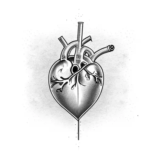 An Anatomically Accurate Heart With A Sword Piercing Through It