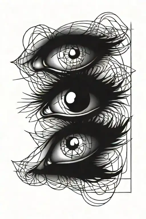 Black Empty Eyes And Lines