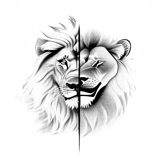 A Lion And A Wolf Playing Football Together