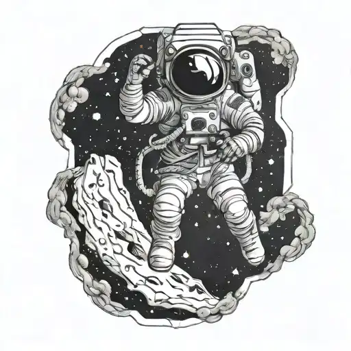 Astronaut Floating In Space With A Galaxt Background