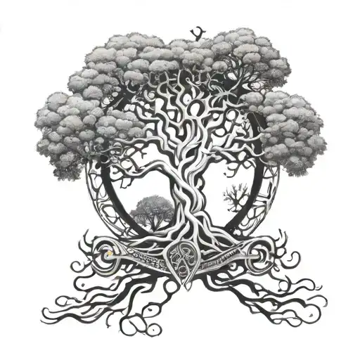 Wyrd And Yggdrasil Tree Intertwined